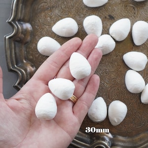 Spun Cotton Eggs, Select by Size, 12mm 60mm Vintage-Style Craft Shapes 30mm: 100 Pcs.