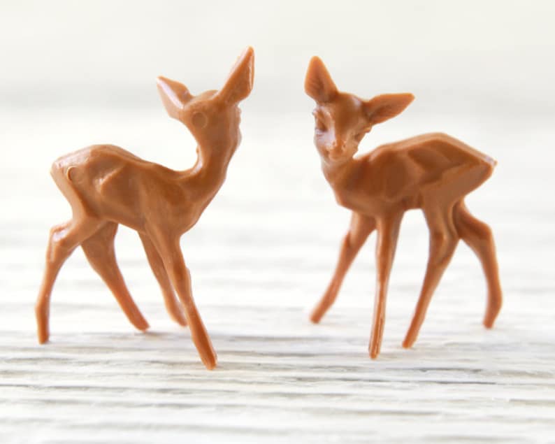 Miniature Plastic Deer One Dozen Tiny German Craft Figurines image 4