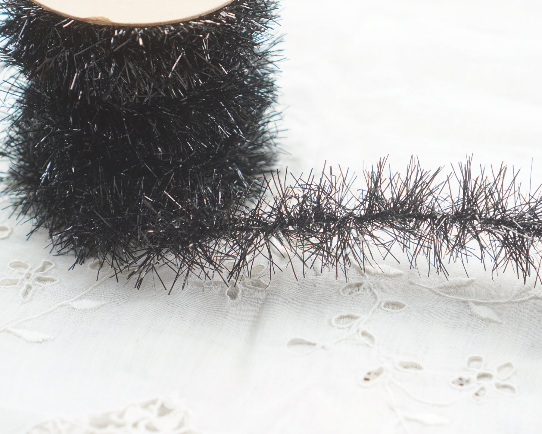 Tinsel Garland Sparkly Black Vintage Style Halloween Trim Etsy