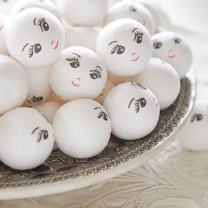 Spun Cotton Heads: CHARM 30mm Vintage-Style Cotton Doll Heads with Faces, 12 Pcs. image 8