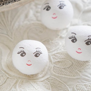 Spun Cotton Heads: CHARM 30mm Vintage-Style Cotton Doll Heads with Faces, 12 Pcs. image 5