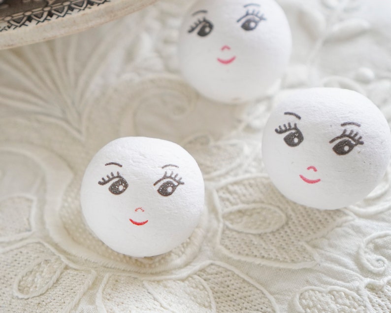 Spun Cotton Heads: CHARM 30mm Vintage-Style Cotton Doll Heads with Faces, 12 Pcs. image 5