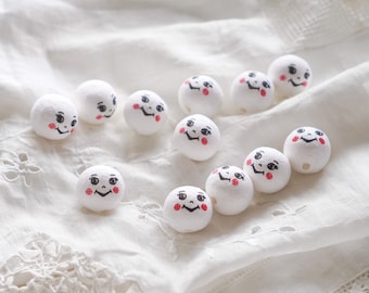20mm Spun Cotton Craft Heads: Vintage-Style Pixie Elf Faces, 12 Pcs.