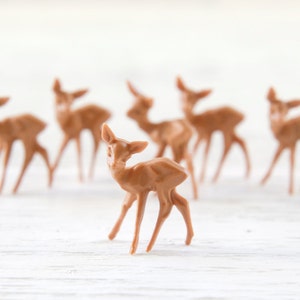 Miniature Plastic Deer One Dozen Tiny German Craft Figurines image 3