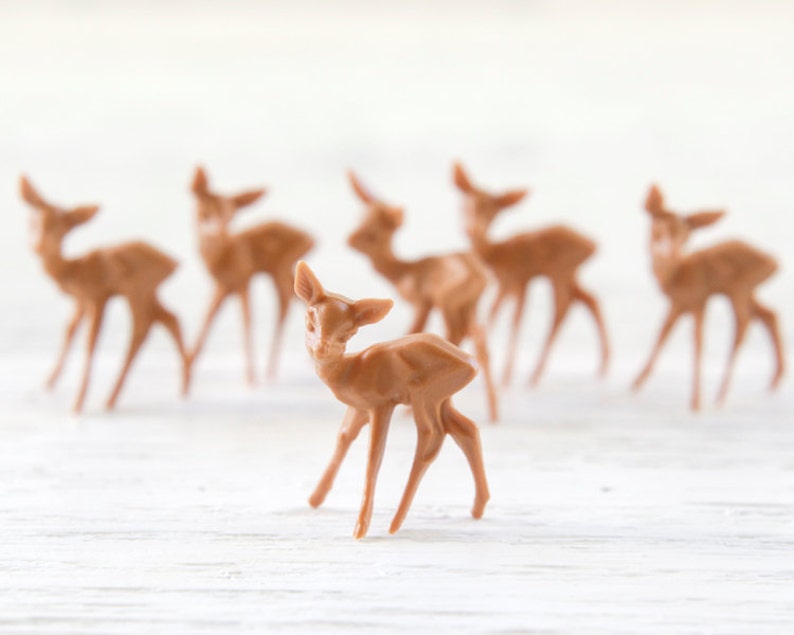 Miniature Plastic Deer One Dozen Tiny German Craft Figurines image 3