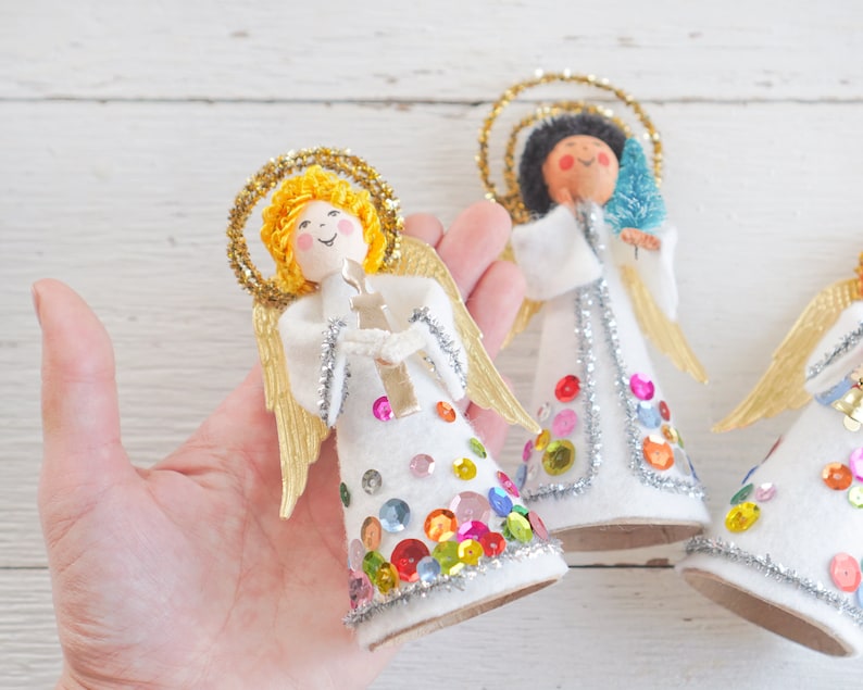 Felt Angel Craft Kit DIY Retro Sequin Christmas Angels Etsy