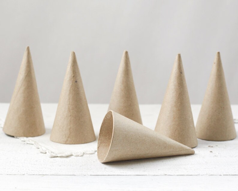 Paper Mache Cones Mini 4 Inch Pressed Cardboard Craft