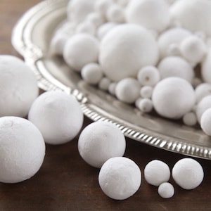 Spun Cotton Balls, Select by Size, 6mm - 50mm Vintage-Style Craft Shapes