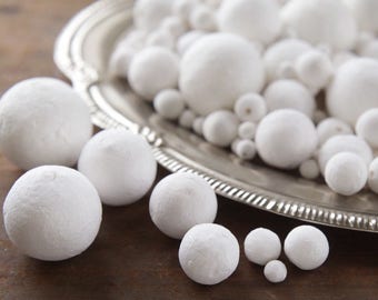 Spun Cotton Balls, Select by Size, 6mm - 50mm Vintage-Style Craft Shapes
