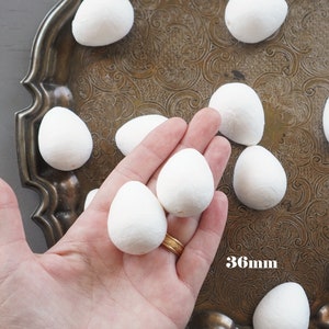 Spun Cotton Eggs, Select by Size, 12mm 60mm Vintage-Style Craft Shapes 36mm: 12 Pcs.