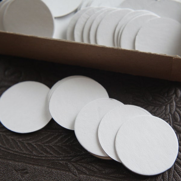 White Chipboard Circles - 1 1/2 Inch Diameter Die Cut Cardboard Rounds, 12 Pcs.