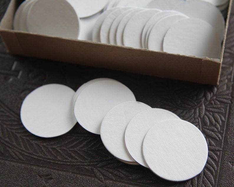 White Chipboard Circles 1 1/2 Inch Diameter Die Cut Cardboard Rounds, 12 Pcs. image 1