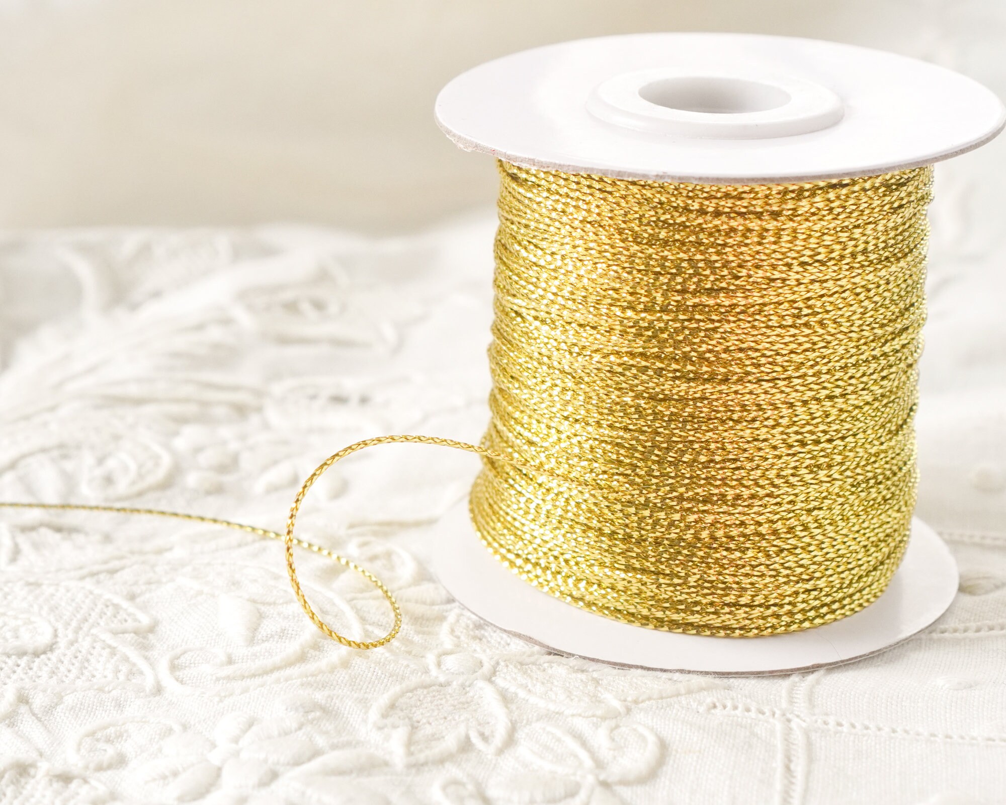 Gold Tinsel Cord Fine Metallic Gift Wrap String 144 Yd. Etsy