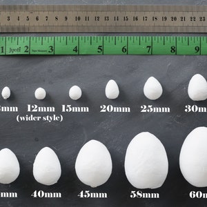 Spun Cotton Eggs, Select by Size, 12mm 60mm Vintage-Style Craft Shapes image 2