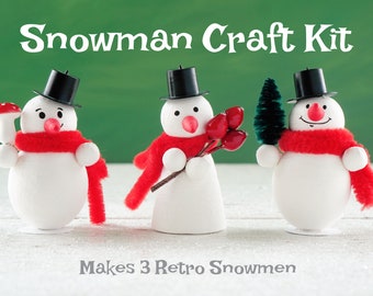 Snowman Craft Kit - DIY Spun Cotton Snowmen Christmas Decorations