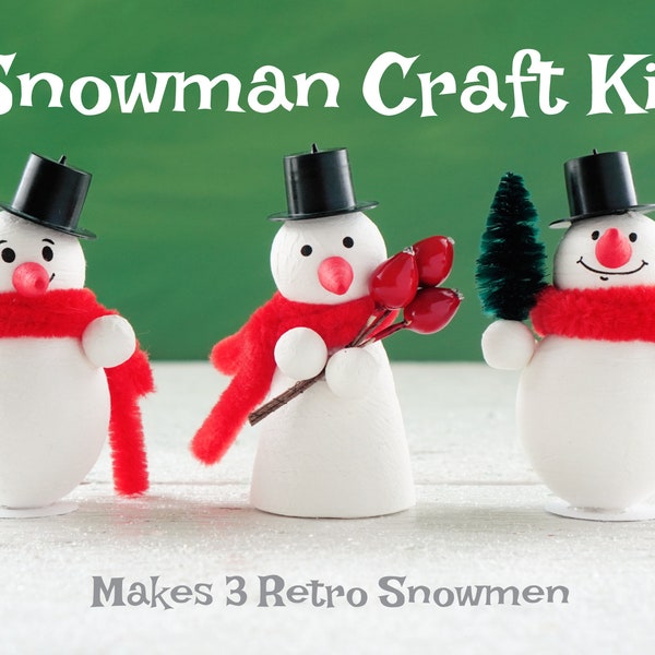 Snowman Craft Kit - DIY Spun Cotton Snowmen Christmas Decorations