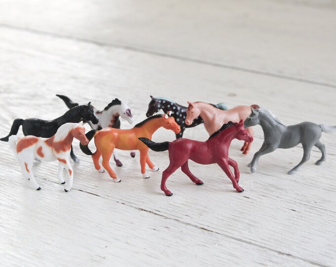 Miniature Plastic Horses 8 Horse Craft Figurines Etsy