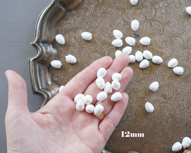 Spun Cotton Eggs, Select by Size, 12mm 60mm Vintage-Style Craft Shapes 12mm: 100 Pcs.