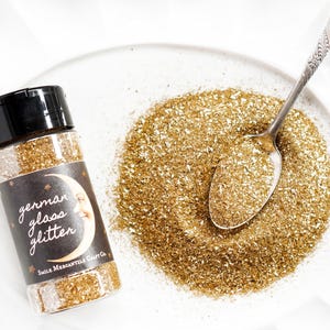 Gold German Glass Glitter - Mixed Grain, 4 Oz. Shaker Jar