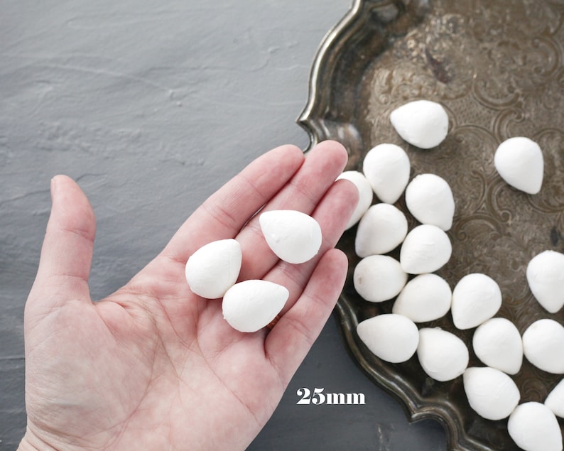 Spun Cotton Eggs, Select by Size, 12mm 60mm Vintage-Style Craft Shapes 25mm: 100 Pcs.