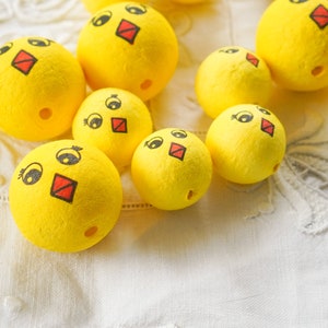 Spun Cotton Bird Craft Heads with Vintage-Style Yellow Chick Faces image 2