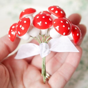 Spun Cotton Mushrooms 18mm Red Fairy Tale Toadstools, 12 Pcs. image 4