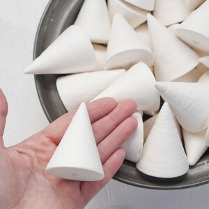 Pointy Spun Cotton Cones, 60 x 45mm Cone Craft Shapes, 6 Pcs. image 2