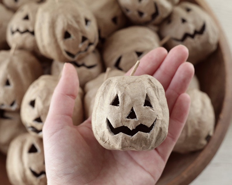 Paper Mache JackO'Lanterns 3 Rustic Halloween Craft Etsy