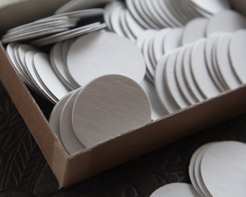 White Chipboard Circles 1 1/2 Inch Diameter Die Cut Cardboard Rounds, 12 Pcs. image 3