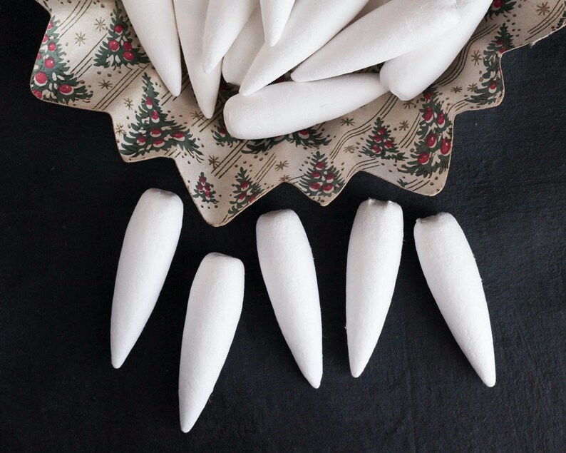 Spun Cotton Icicles Vintagestyle Icicle Ornament Shapes 5 Etsy