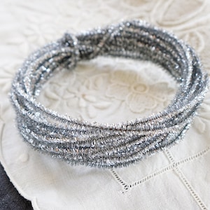 Wired Tinsel Cord - Skinny Silver Lurex Trim, 3 Yds.