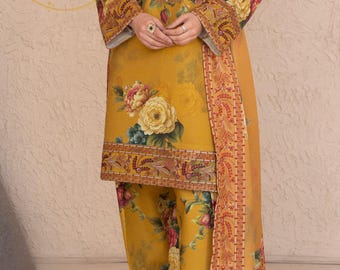 Embroidered Khaddar Suit, Long Kurta Fabric, Printed Trouser, pakastani eligent dresses , Women Winter Wear, festive wear,  gift for her,