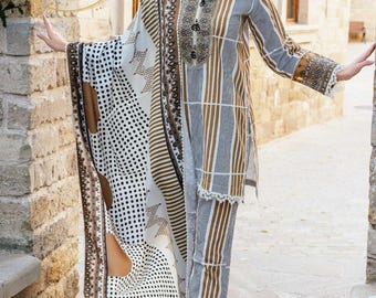 Premium embroidered khaddar, 3 Piece dress, woman dresses, women clothing, Trendy 3-Piece Pakistani Suit, wedding guest dress