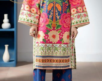 Women Premium Silk Grip 2 Piece Pret Set, Elegant Modest Ready to Wear Co Ord, silk dress, wedding gift, digital print, salwar kameez