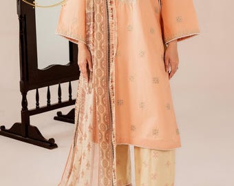 Embroidered Cotton Lawn Suit 3PC Set, indian dress, cottagecore dress, salwar kameez, wedding guest dress, gift for her, womens clothing