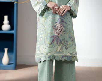 Silk 2 Pc Dress for Women, Sheer Silk Dress, Digital Print, Indian Dress, Wedding gift Guest Dress, Gift for Her, salwar kameez