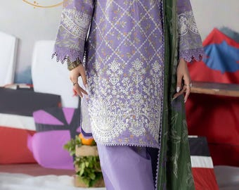 Women dresses 3PC Lawn Suit Set, wedding gift, indian dress, Pakistani Lawn Embroidered, wedding gift, salwar kameez, Gift for Her