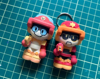 Handmade Brawler Character keychain: 2pcs twin robots come as a set 2pc 6cm