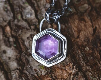 Made to Order, Handmade Amethyst Pendant: Sterling Silver One of a Kind Artisan Jewelry