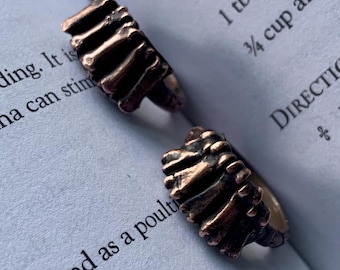 Row of Bones - Tiny Bone Ring - Small Finger Bones - Real Animal Bone - Oddity Jewelry -  Copper Ring - Goblincore - Ready to Ship