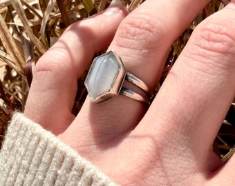Handmade Dreamy Blue Lace Agate Sterling Silver Ring - US Size 5