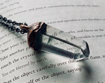 Green Phantom Quartz Pendant Necklace – Electroformed Copper Amulet