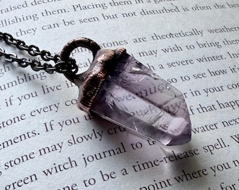 Wisteria Natural Amethyst Point Pendant Necklace – Electroformed Copper Amulet