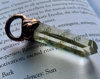 Handmade Natural Citrine Point Pendant: Electroformed In Copper, Leather Lace Necklace