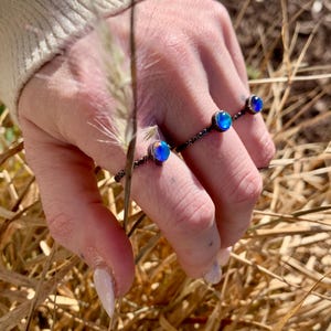 Handmade 925 Sterling Silver Stacking Ring with Rainbow Aura Quartz - A Star in the Darkness