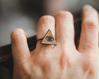 Electroformed Copper Eye Ring: Witchy Tarot Jewelry - READY TO SHIP!
