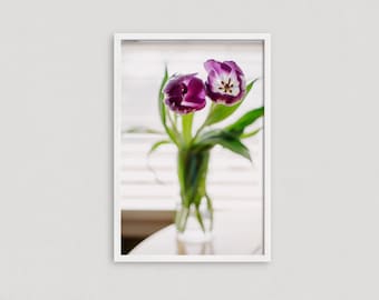 Tulip Photography Print, Spring Wall Decor, Purple Tulip Print, Flower Mother's Day Art, Flower Photography, Flower Lover Gift