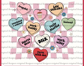 Nurse Conversation Hearts PNG For Sublimation Happy Valentine's Day Instant Download Valentine Nurse Sublimation Valentine Hospital PNG File