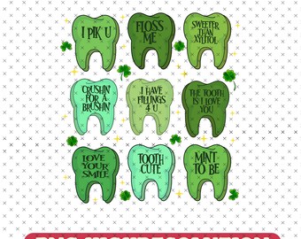 St. Patrick's Day Dentist PNG For Sublimation St Patricks Day Instant Download Dental Hygienist PNG Shamrock PNG