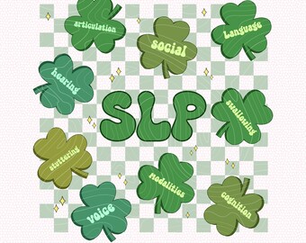 Lucky Speech Therapist St. Patrick's Day PNG For Sublimation St Patricks Day Instant Download SLP St. Pat's Day Therapy Png Shamrock PNG